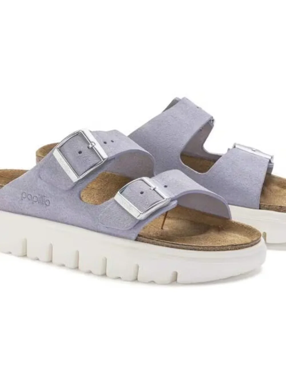 NWT Papillo By Birkenstock Arizona Chunky Suede Leather Purple Fog 41 10